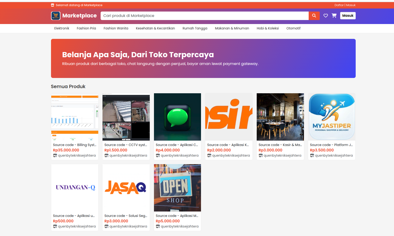 Source code -  Aplikasi Marketplace Multi-Toko